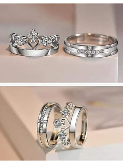 Rhodium Plating Cubic Zirconia Ring Set