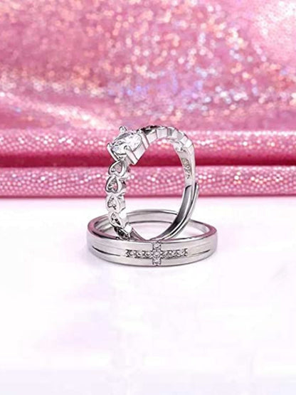 Rhodium Plating Cubic Zirconia Ring Set