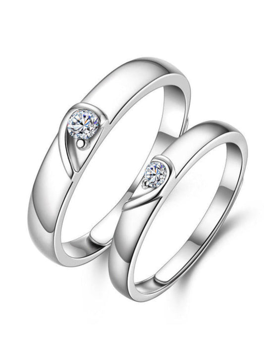Rhodium Plating Cubic Zirconia Ring Set