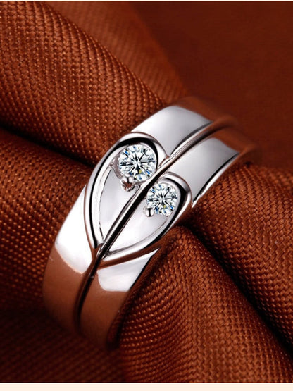 Rhodium Plating Cubic Zirconia Ring Set