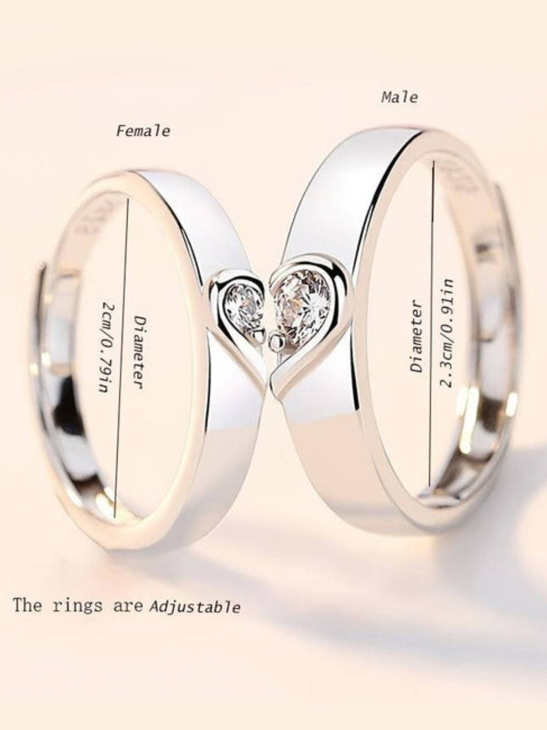 Rhodium Plating Cubic Zirconia Ring Set