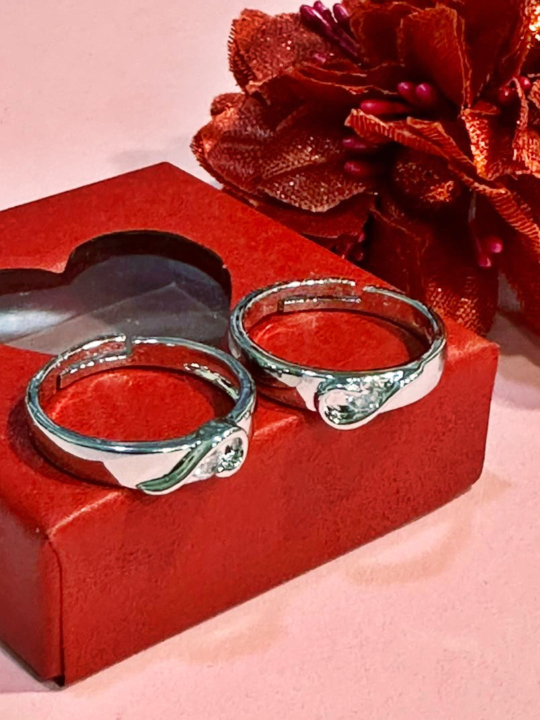 Rhodium Plating Cubic Zirconia Ring Set