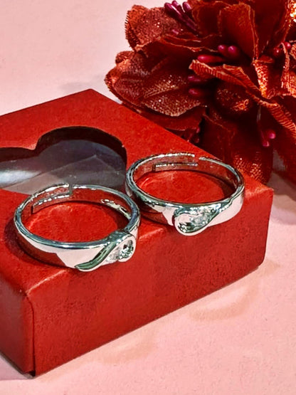 Rhodium Plating Cubic Zirconia Ring Set