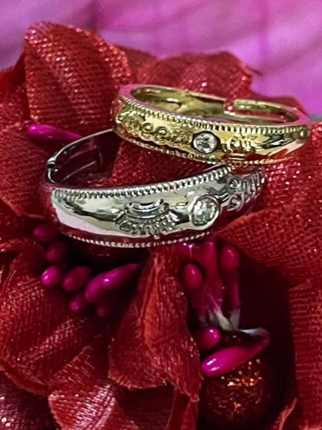 Rhodium Plating Cubic Zirconia Ring Set