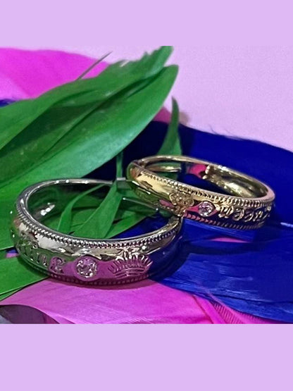 Rhodium Plating Cubic Zirconia Ring Set