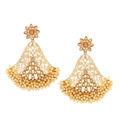 Stunning bell shape pearls beaded dangle earrings for women