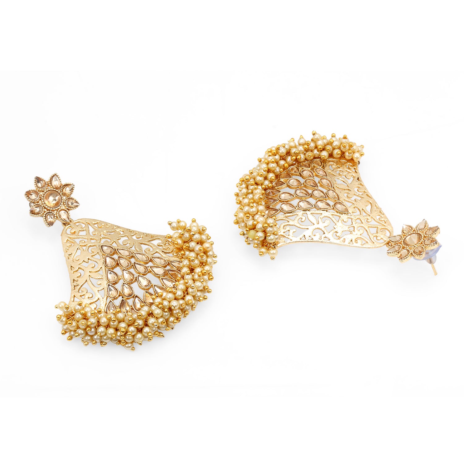 Stunning bell shape pearls beaded dangle earrings for women