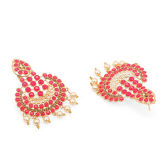 Pink stone studded dangler earring for women