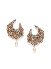 Stone studded ethnic gold plated dangler earring