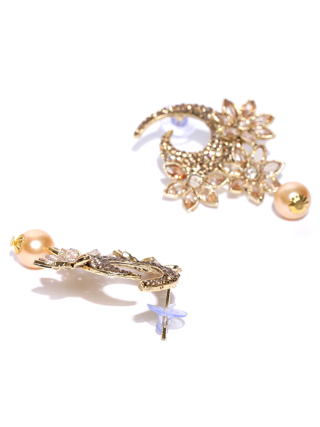 Stone studded gold plated dangler earring