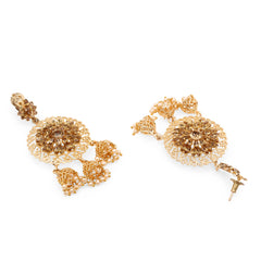 Gold-Plated Stone Studded Dangel Earrings