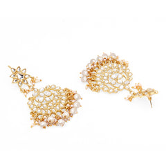 Gold-Plated Stone Studded Dangel Earrings
