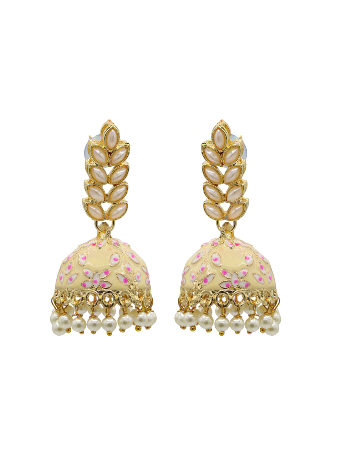 Dome Shaped Artificial Stones & Beads Studded Jhumkas Earrings