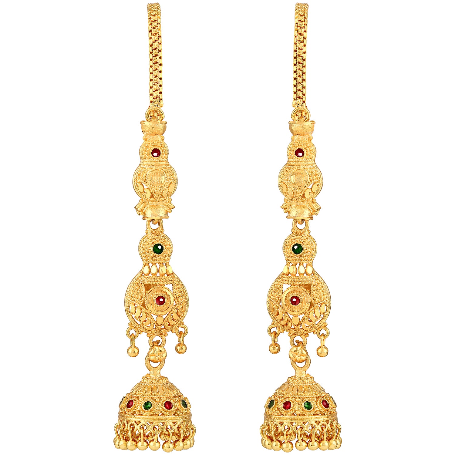 Gold Traditional Gold-Toned Peacock Shaped Jhumki