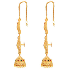 Gold Traditional Gold-Toned Peacock Shaped Jhumki