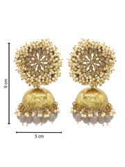 Woman Gold Toned Dome shape Jhumki Earring