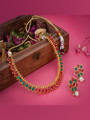 Multi color , Stone studded Gold plated Choker Jewellery Set
