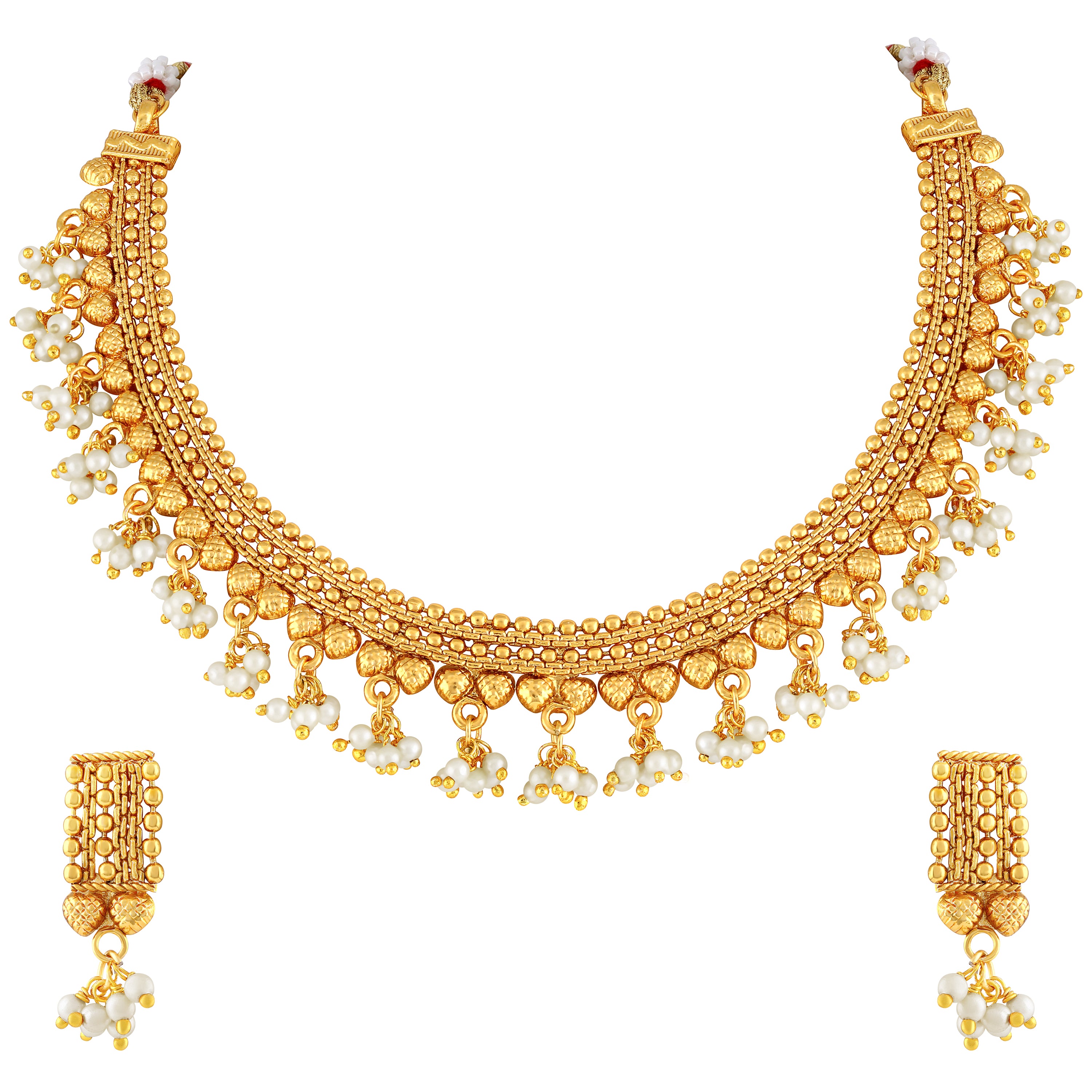 Pearls Beaded Gold plated Choker Jewellery Set