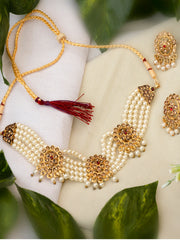 Pearls beaded Choker jewellery set