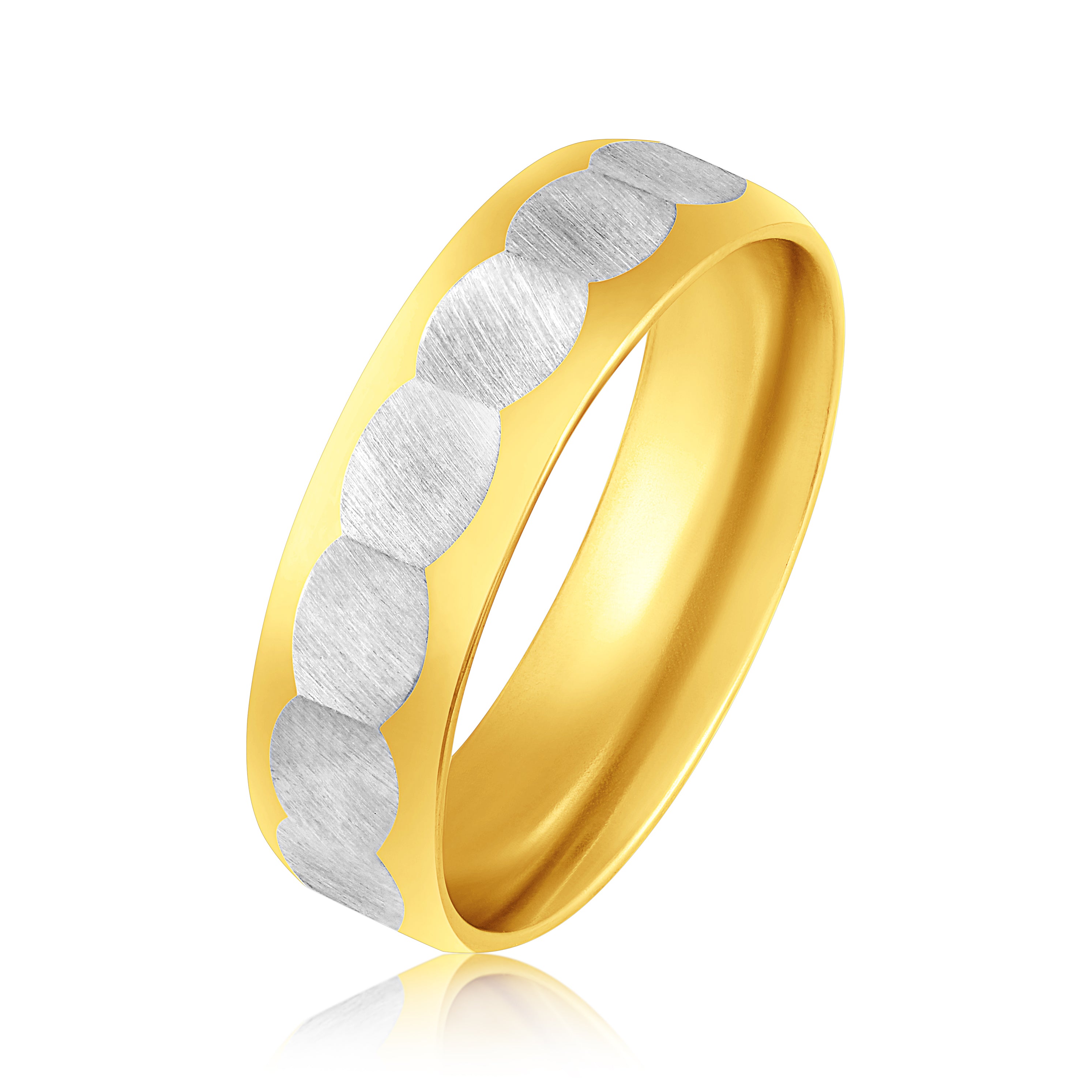 Gold Plated Two Tone Twill Pattern Finger Ring