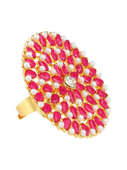 Gold-Plated AD-Studded Floral Shaped Finger Ring