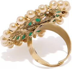 Gold plated Stone studded Finger Ring For Women