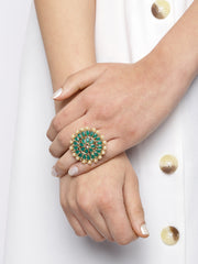 Gold plated Stone studded Finger Ring For Women